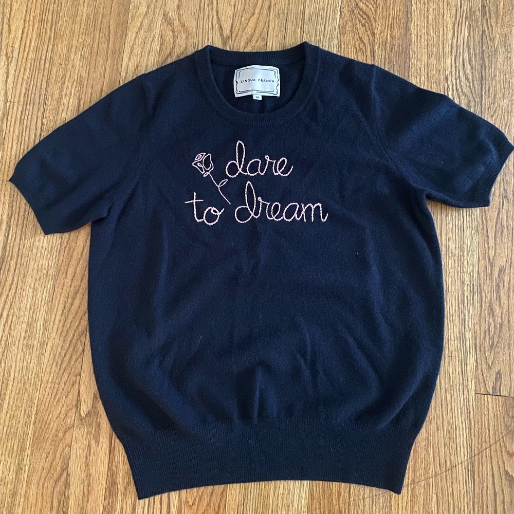 Lingua Franca "Dare To Dream" Custom Short Sleeve Cashmere Sweater
